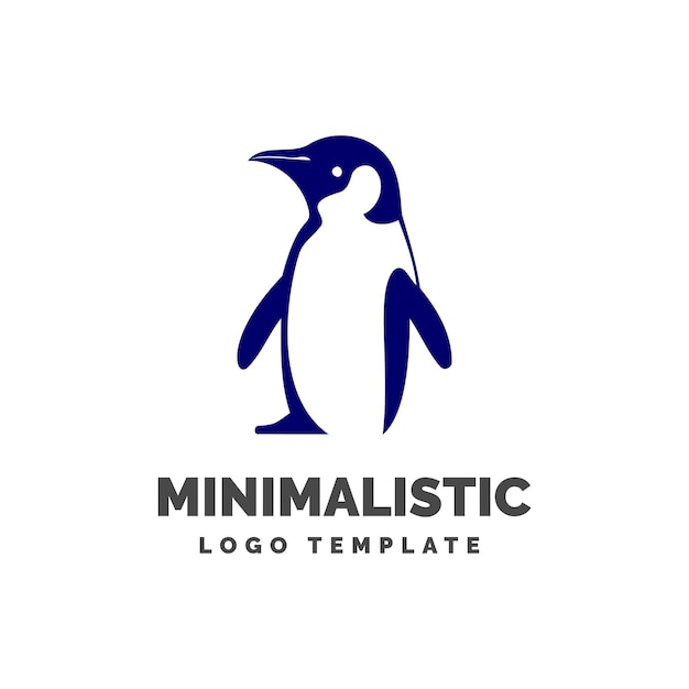 Modèle de logo de tête de pingouin minimal Icône de logo de pingouin Modèle de logo de tête de pingouin bleu