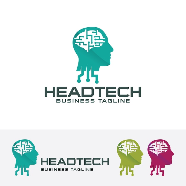 Modèle De Logo De Tête Tech