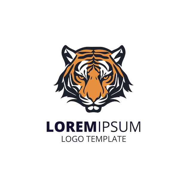Modèle de logo de tigre Tête de logo animal minimal Illustration vectorielle