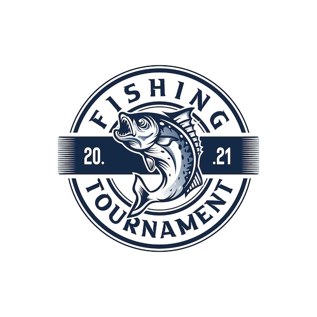 Modèle de logo de tournoi de pêche