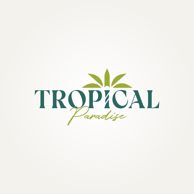 Modèle De Logo De Typographie De Palmier Tropical Minimaliste Conception D'illustration Vectorielle