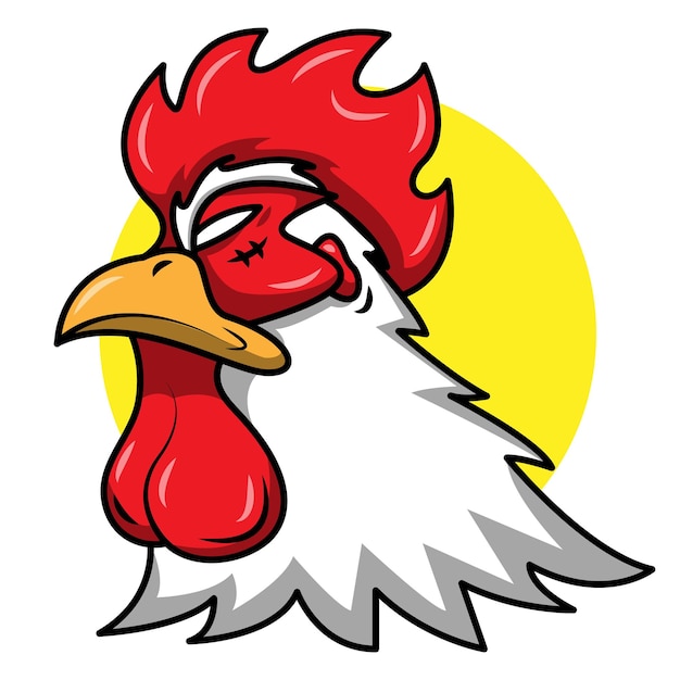 Modèle de logo vectoriel en colère tête de coq