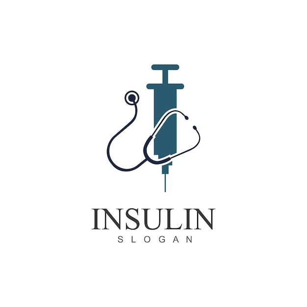 Modèle de logo vectoriel d'élément de conception simple d'illustration d'icône d'injection d'insuline