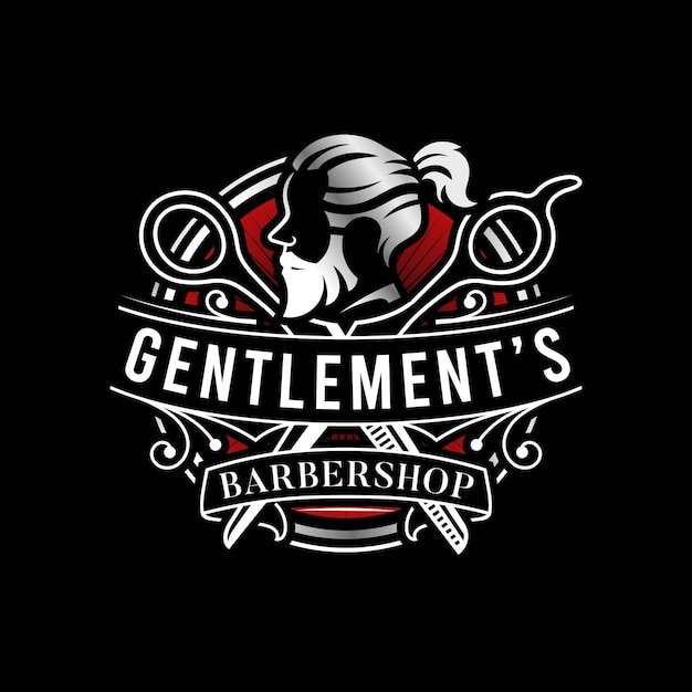 Modèle De Logo Vectoriel Gentleman Salon De Coiffure