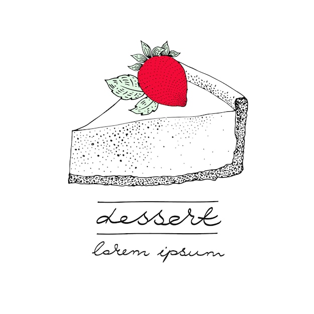 Modèle De Logo Vectoriel Avec Un Morceau De Gâteau Avec Une Baie