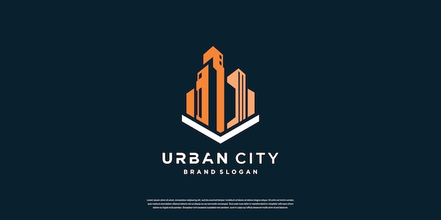 Modèle De Logo De Ville Urbaine Avec Concept Créatif Vecteur Premium