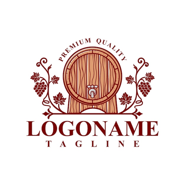 Modèle de logo de vin logo vignoble dessiné à la main