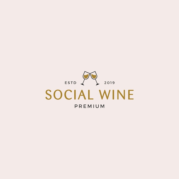 Vecteur modèle de logo de vin social