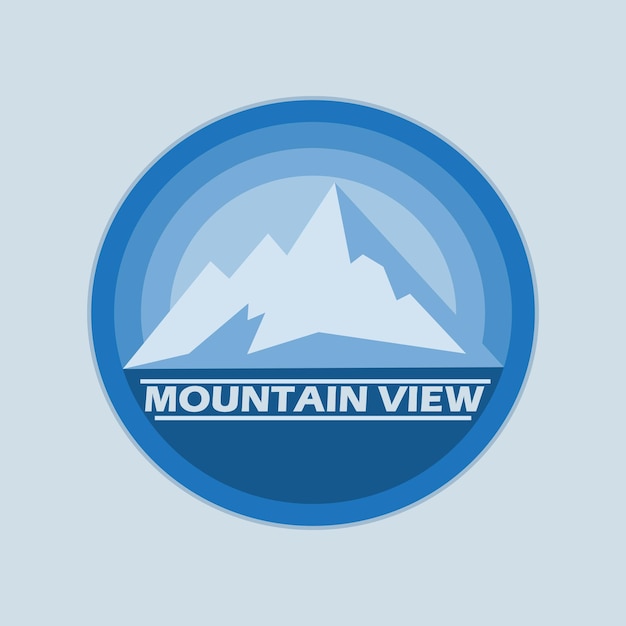 Modèle De Logo Vintage Vue Sur La Montagne