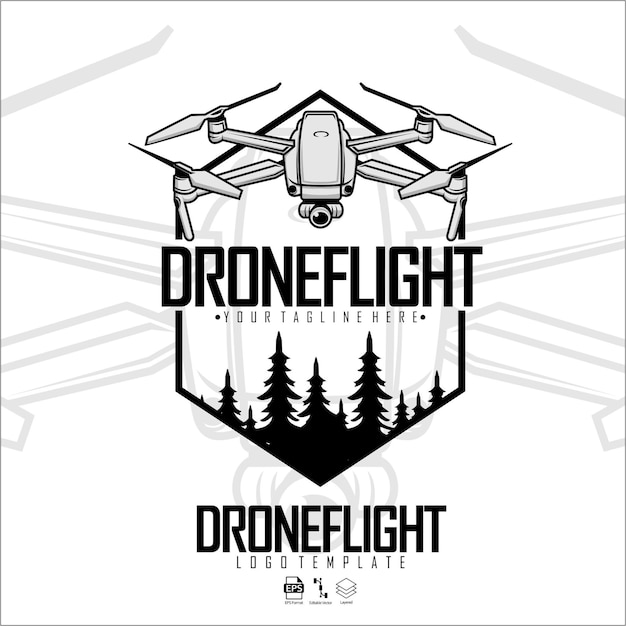 Vecteur modèle de logo de vol de drone format prêt eps 10