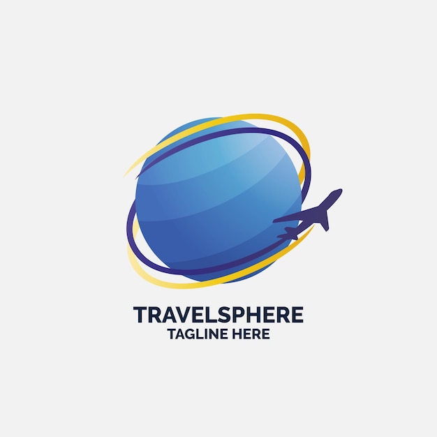 Vecteur modèle de logo de voyage avec globe et avion