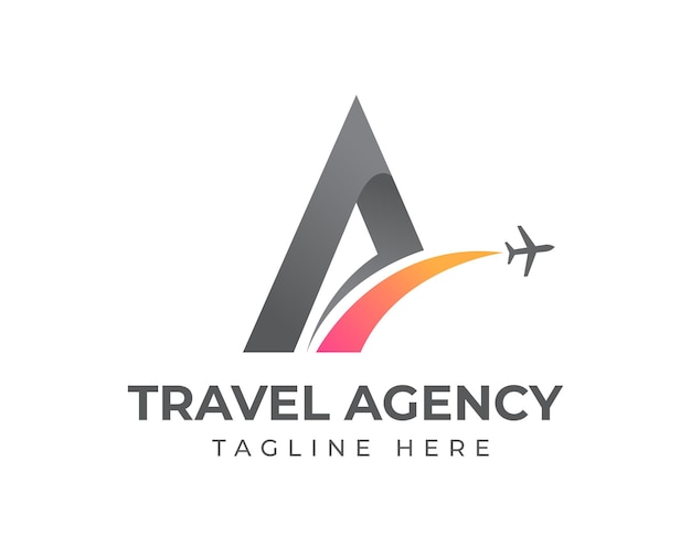 Modèle De Logo De Voyage Lettre A Avec Symbole D'avion