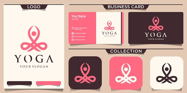 Modèle De Logo De Yoga Et Conception De Carte De Visite