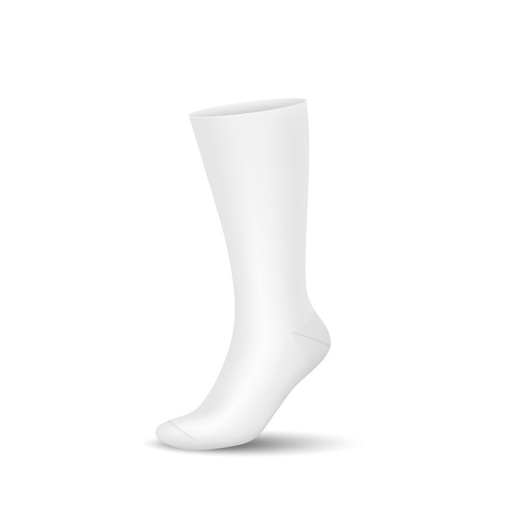 Vecteur modèle de longueur de chaussette longue blanche sur jambe invisible réaliste isolé sur fond blanc maquette de chaussette de sport vierge pour la conception et l'identité identité d'entreprise illustration vectorielle