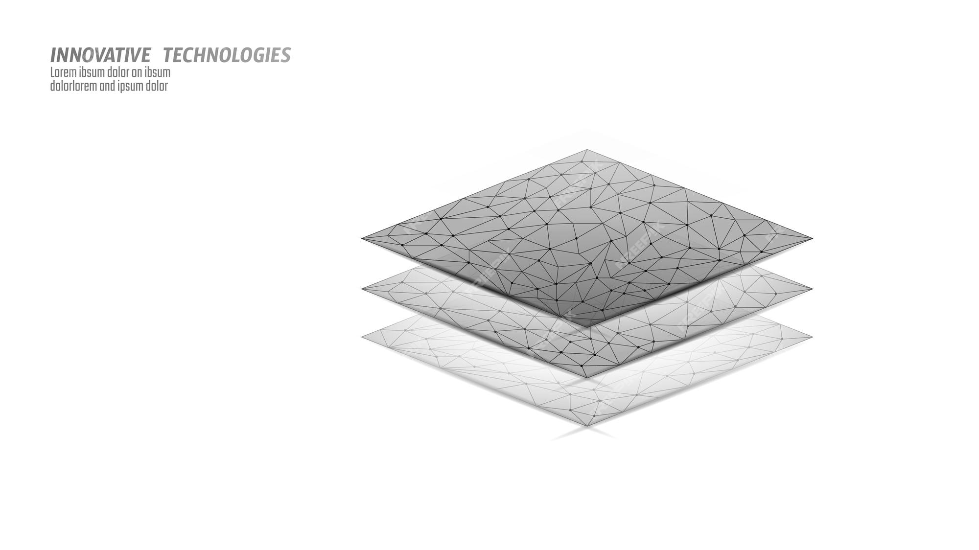 Modèle Low Poly Technologie De Tissu En Couches Treillis Métallique Blanc  Propriétés Textiles Souples Numériques Futuristes