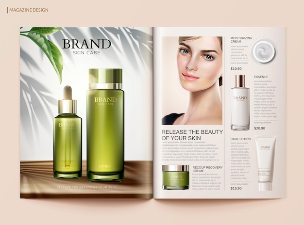 Modèle de magazine de soins de la peau