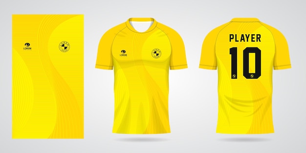 Vecteur modèle de maillot de sport jaune pour les uniformes d'équipe et la conception de t-shirt de football