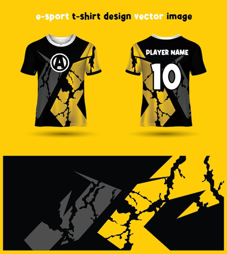 Vecteur modèle de maillot de t-shirt esports gaming