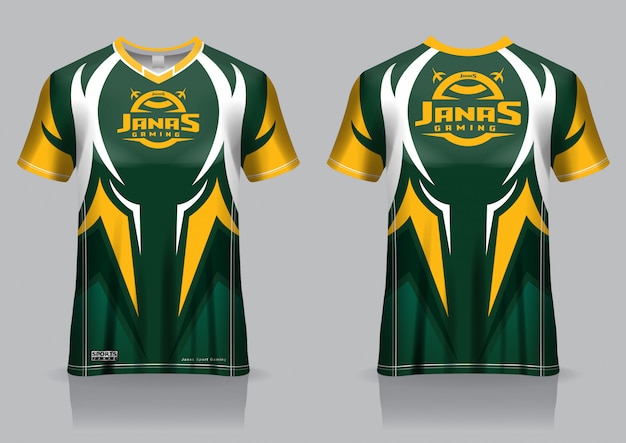 Modèle De Maillot De T-shirt De Jeu Esport, Vue Avant Et Arrière Uniforme