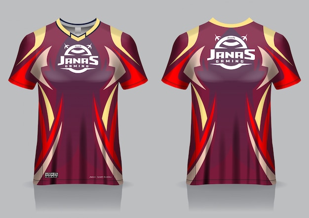 Modèle De Maillot De T-shirt De Jeu Esport, Vue Avant Et Arrière Uniforme