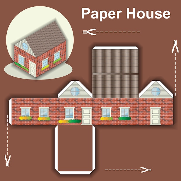 Vecteur modèle de maison en papier