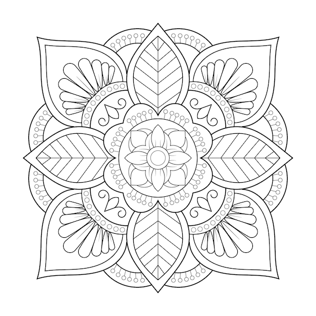 Modèle De Mandala De Découpe Laser Avec Dessin Au Trait Floral Ornemental Coloriage Noir Et Blanc