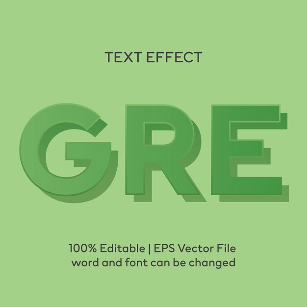 Vecteur modèle de maquette d'effet de style de texte 3d à effet de texte vert modifiable