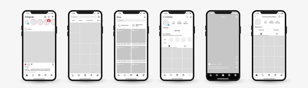 Modèle de maquette instagram pour le cadre de plate-forme de réseau d'application d'interface de médias sociaux avec smartphone