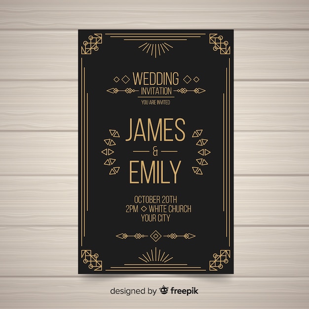 Modèle de mariage design Art déco