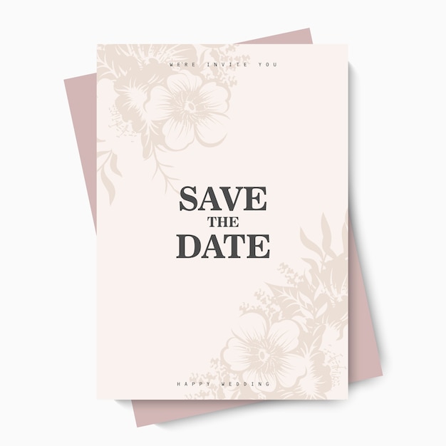 Vecteur modèle de mariage floral - carte floral rose
