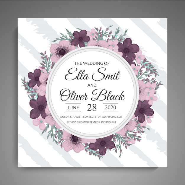 Modèle de mariage floral - carte floral violet