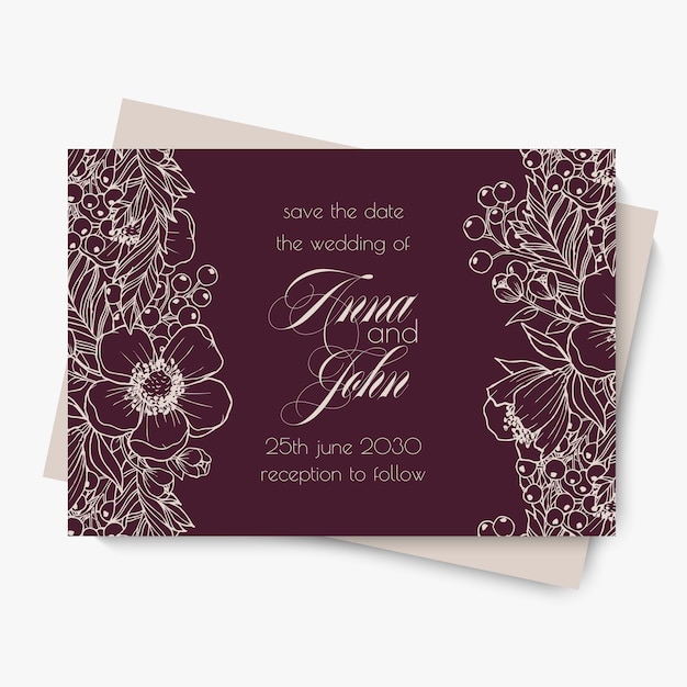 Modèle De Mariage Floral - Carte Florale Marsala