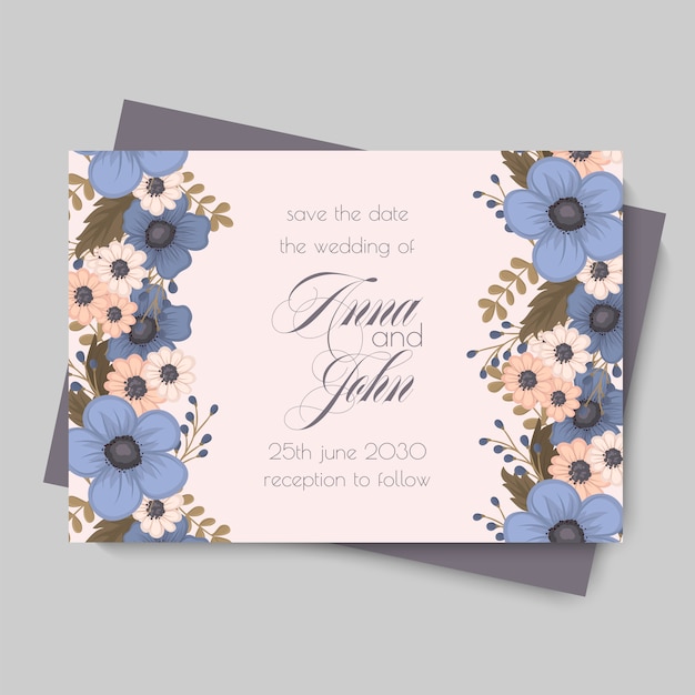 Modèle de mariage floral - fleurs bleu clair