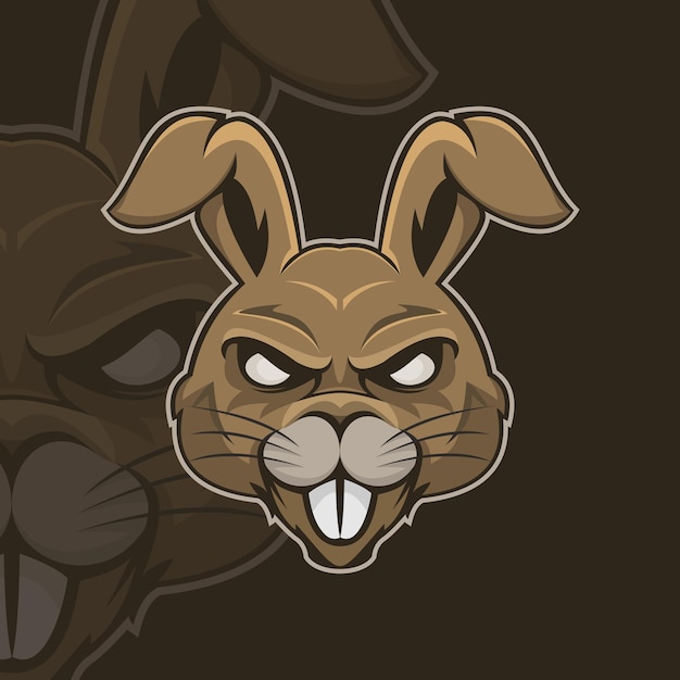 Vecteur modèle de mascotte de logo moderne tête de lapin