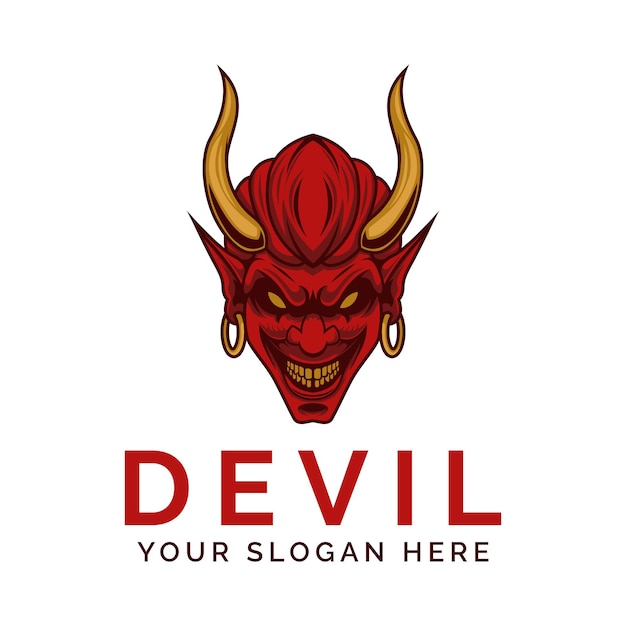 Vecteur modèle de mascotte de vecteur de conception de logo d'homme de diable