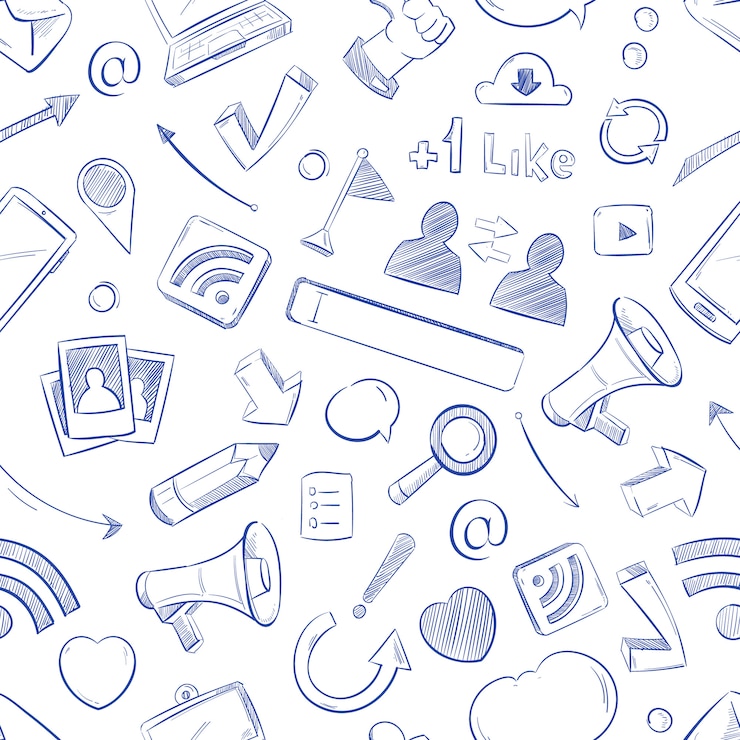 Vecteur modèle de média social doodle