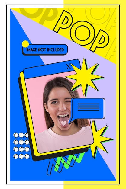 Modèle de médias sociaux pop bleu jaune violet