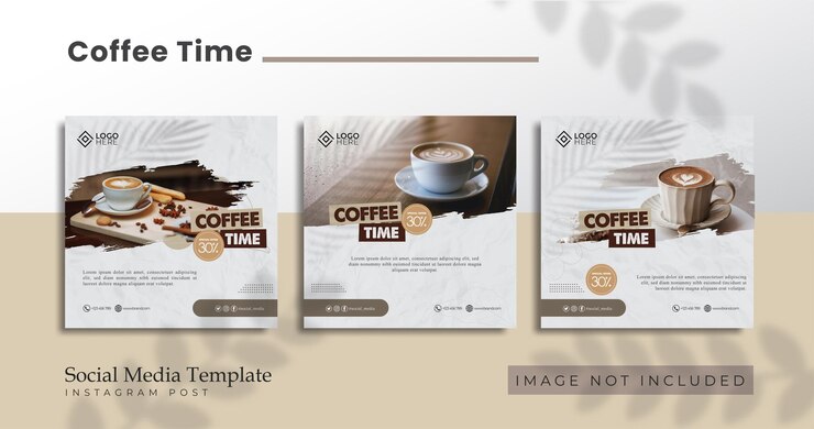 Modèle de médias sociaux pour l'heure du café
