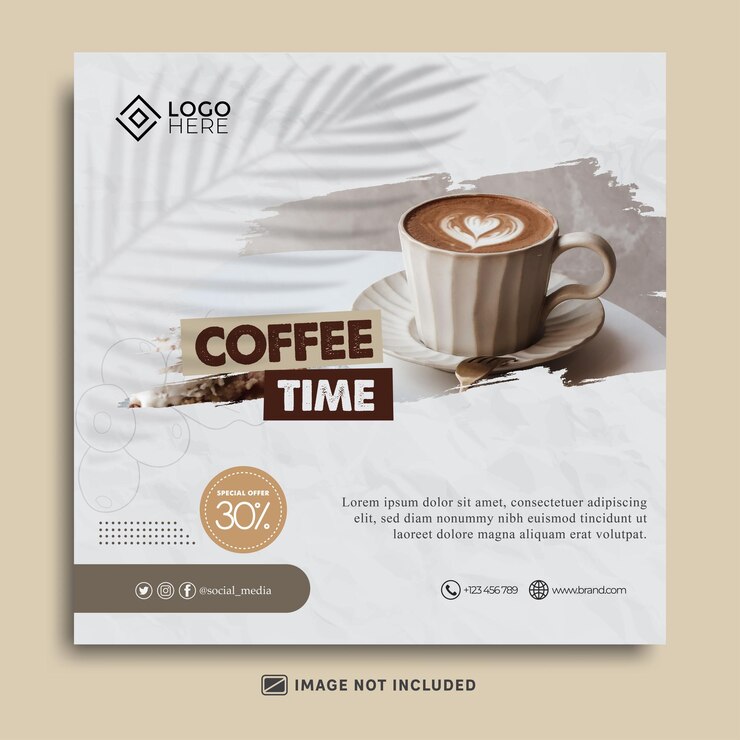 Modèle de médias sociaux pour l'heure du café