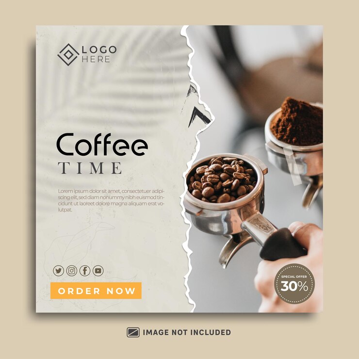 Modèle de médias sociaux pour l'heure du café