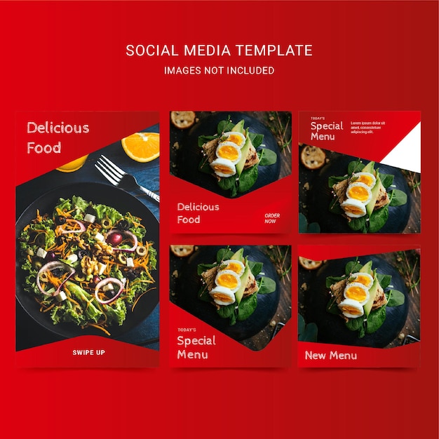 Vecteur modèle de médias sociaux pour la nourriture délicieuse menu culinaire bannière de poste flyer square simple et moderne