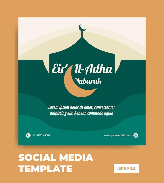 Vecteur modèle de médias sociaux ramadan eid al adha