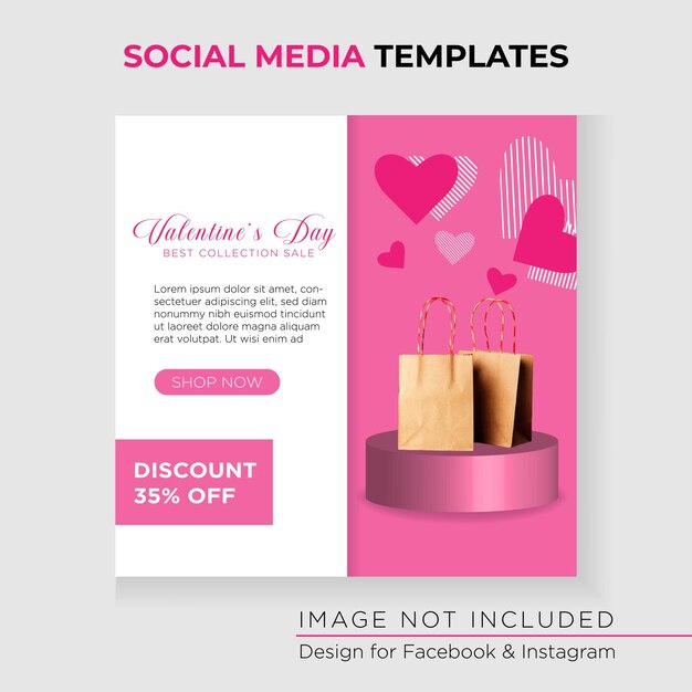 Modèle de médias sociaux romantique saint valentin avec podium pour votre entreprise