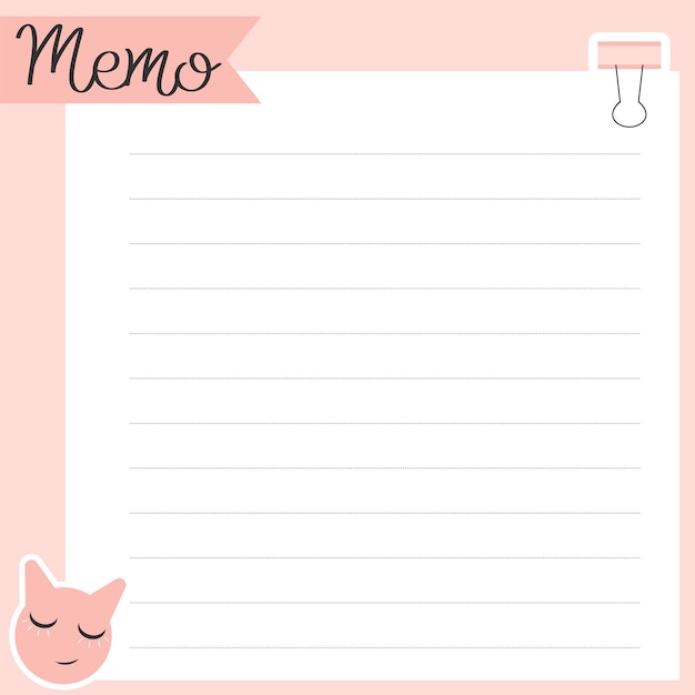 Modèle de mémo papier. Notes, mémo et listes de tâches utilisées dans un agenda ou un bureau.