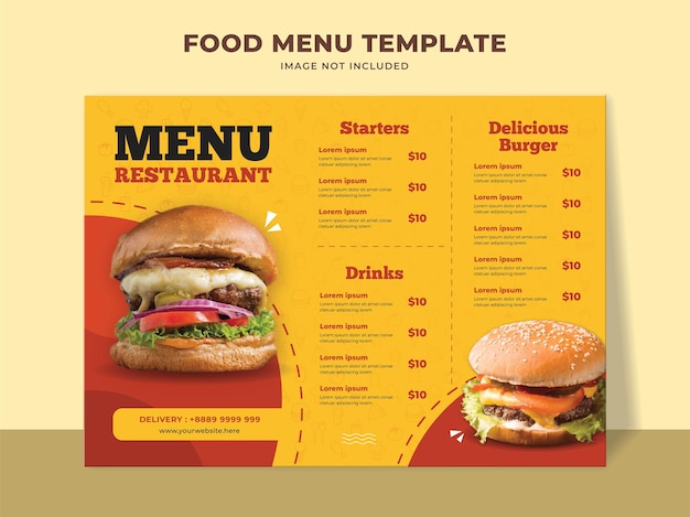 Modèle de menu Burger pour restaurant de restauration rapide
