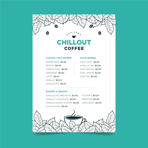 Modèle De Menu De Concept De Café