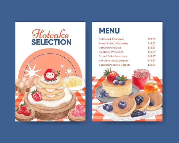 Modèle De Menu Avec Concept De Jour De Crêpes Heureuxstyle Aquarelle