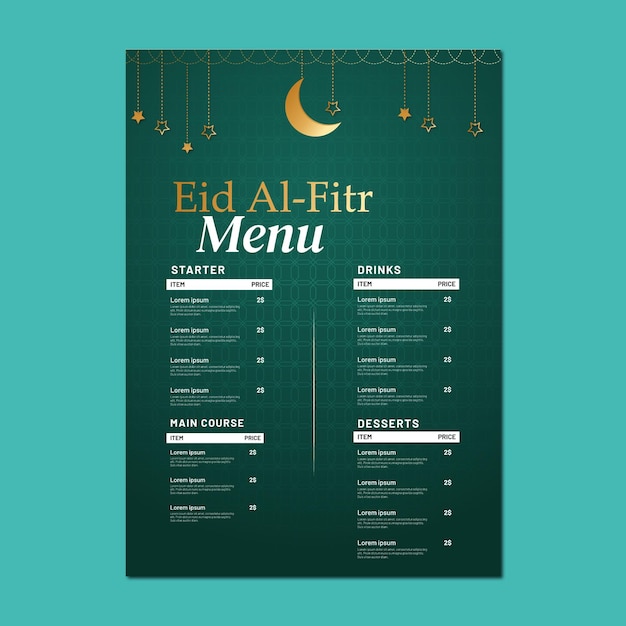 Modèle De Menu Eid Alfitr