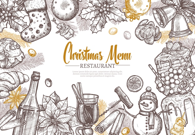 Modèle De Menu De Fête De Restaurant De Noël.