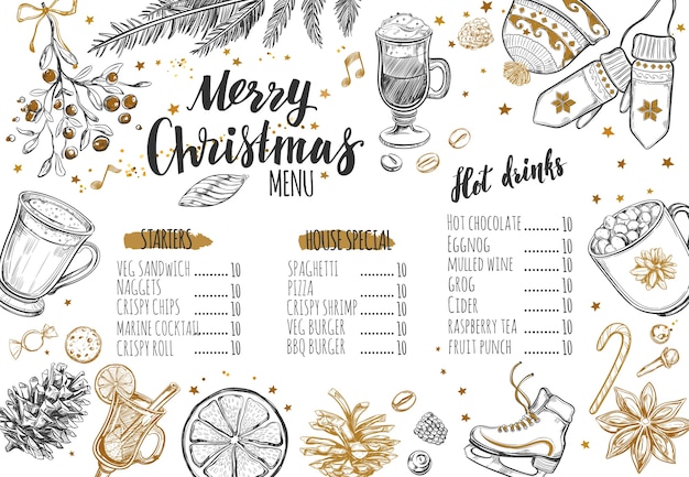 Modèle De Menu D'hiver Festif Joyeux Noël.